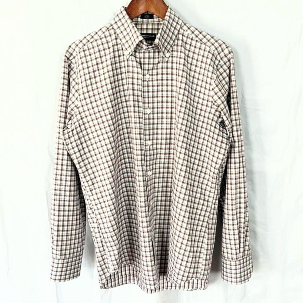 Peter Millar Collection Plaid Button Down Shirt 100% Men sz Medium